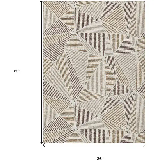 Brown Taupe And Beige Geometric Washable Indoor Outdoor Area Rug Photo 3