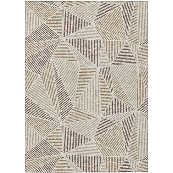 Brown Taupe And Beige Geometric Washable Indoor Outdoor Area Rug Photo 2