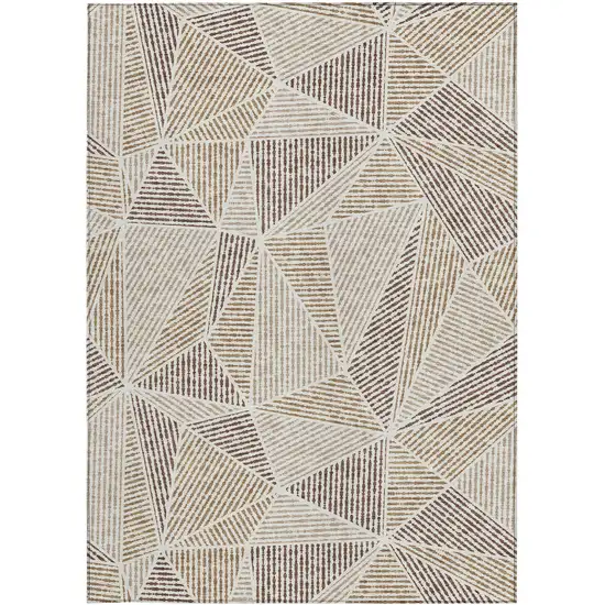 Brown Taupe And Beige Geometric Washable Indoor Outdoor Area Rug Photo 6