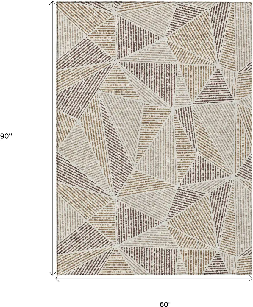 Brown Taupe And Beige Geometric Washable Indoor Outdoor Area Rug Photo 3