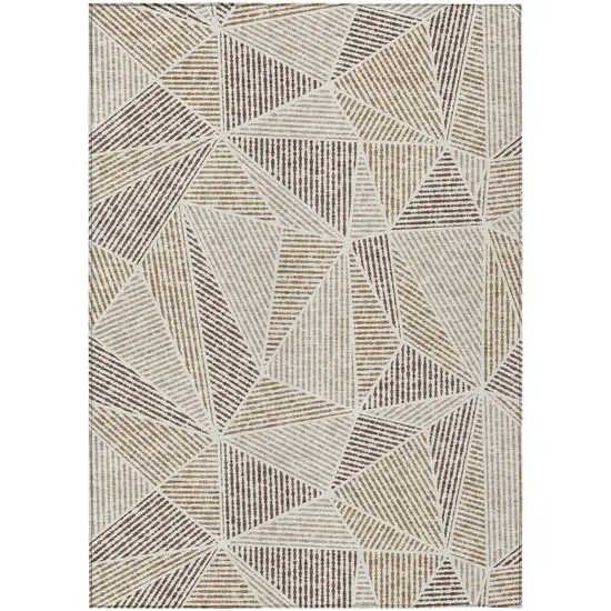Brown Taupe And Beige Geometric Washable Indoor Outdoor Area Rug Photo 2