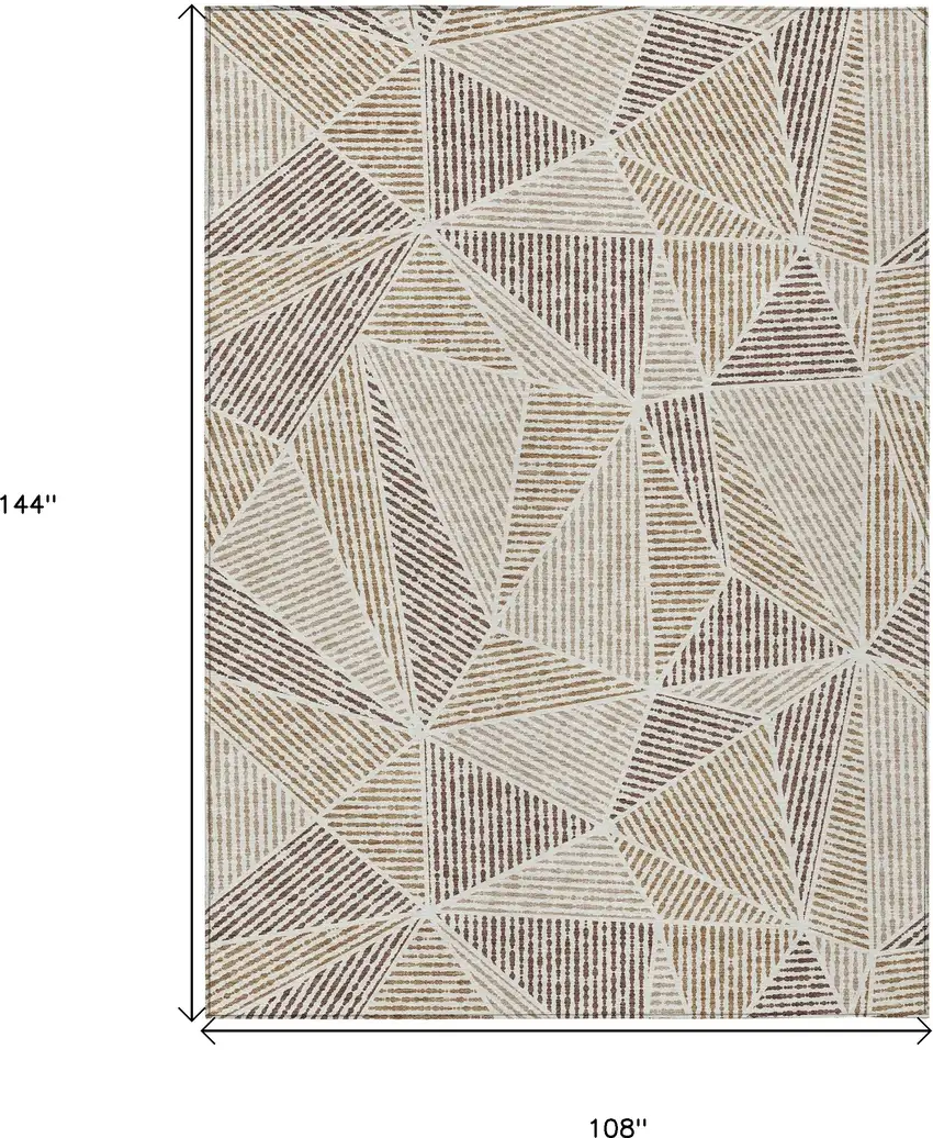 Brown Taupe And Beige Geometric Washable Indoor Outdoor Area Rug Photo 3