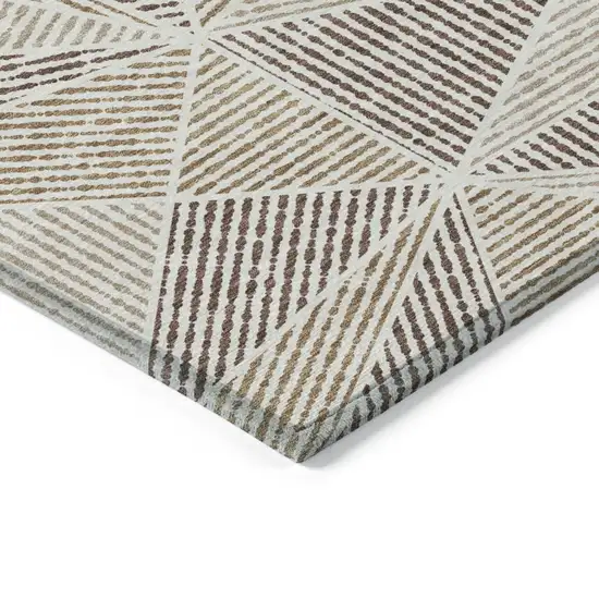 Brown Taupe And Beige Geometric Washable Indoor Outdoor Area Rug Photo 4