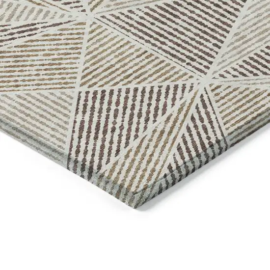 Brown Taupe And Beige Geometric Washable Indoor Outdoor Area Rug Photo 4
