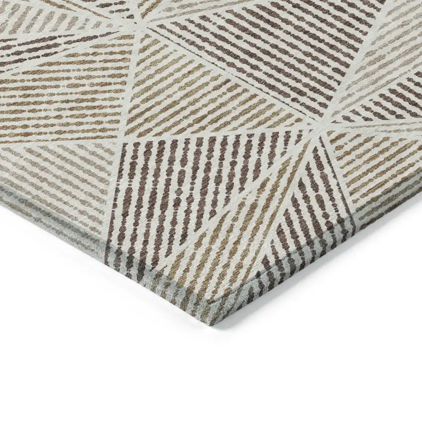 Brown Taupe And Beige Geometric Washable Indoor Outdoor Area Rug Photo 4