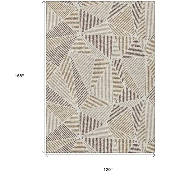 Brown Taupe And Beige Geometric Washable Indoor Outdoor Area Rug Photo 3