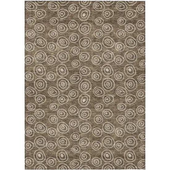 Brown Taupe And Beige Geometric Washable Indoor Outdoor Area Rug Photo 1