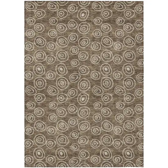 Brown Taupe And Beige Geometric Washable Indoor Outdoor Area Rug Photo 1