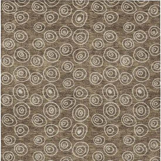 Brown Taupe And Beige Geometric Washable Indoor Outdoor Area Rug Photo 4