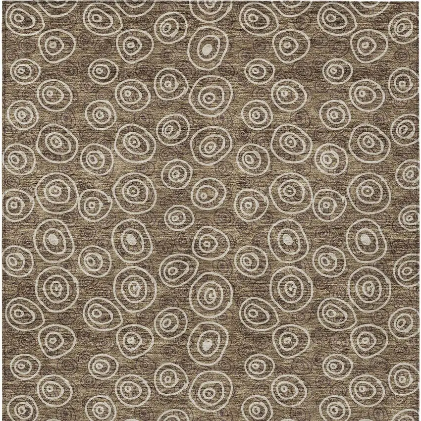 Brown Taupe And Beige Geometric Washable Indoor Outdoor Area Rug Photo 4