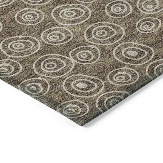 Brown Taupe And Beige Geometric Washable Indoor Outdoor Area Rug Photo 3
