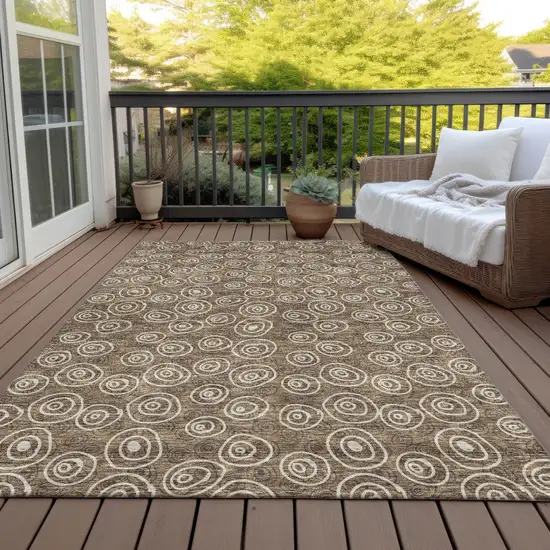 Brown Taupe And Beige Geometric Washable Indoor Outdoor Area Rug Photo 6