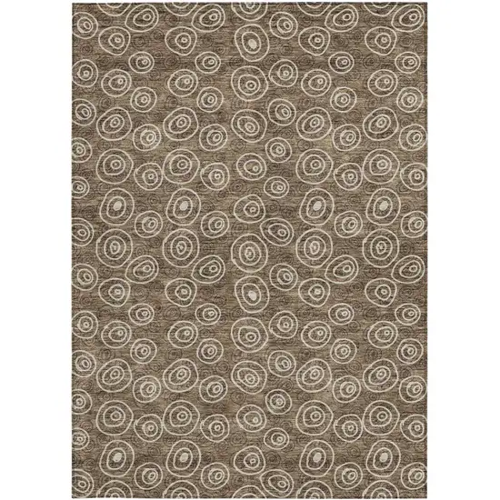 Brown Taupe And Beige Geometric Washable Indoor Outdoor Area Rug Photo 5