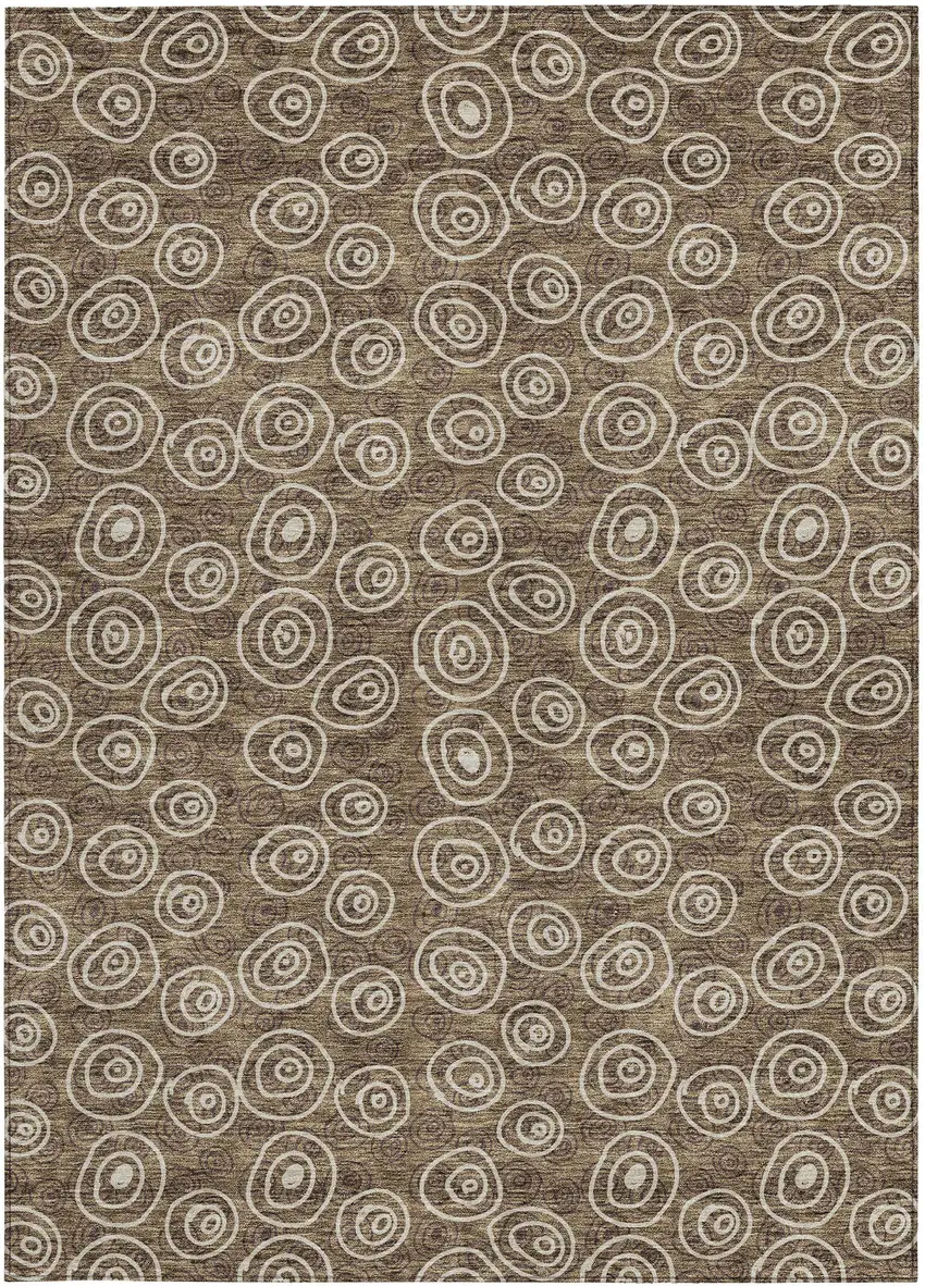 Brown Taupe And Beige Geometric Washable Indoor Outdoor Area Rug Photo 5
