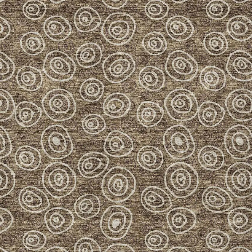 Brown Taupe And Beige Geometric Washable Indoor Outdoor Area Rug Photo 5