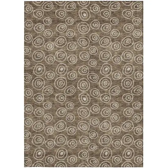 Brown Taupe And Beige Geometric Washable Indoor Outdoor Area Rug Photo 4
