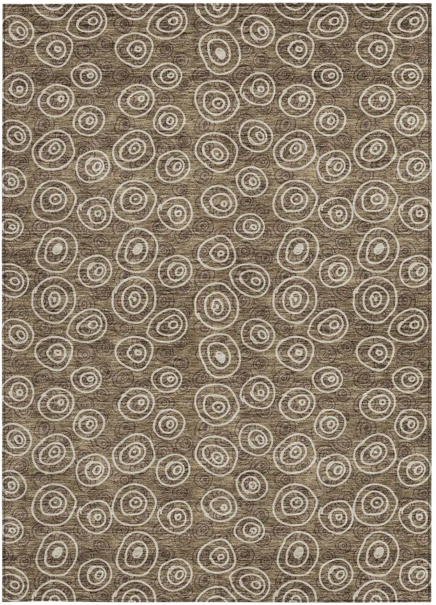 Brown Taupe And Beige Geometric Washable Indoor Outdoor Area Rug Photo 4