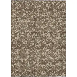 Photo of Brown Taupe And Beige Geometric Washable Indoor Outdoor Area Rug