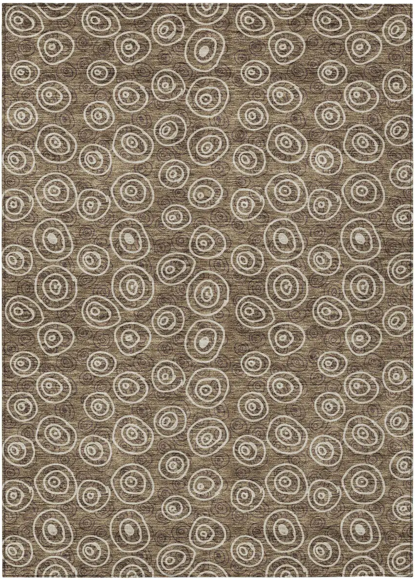 Brown Taupe And Beige Geometric Washable Indoor Outdoor Area Rug Photo 1