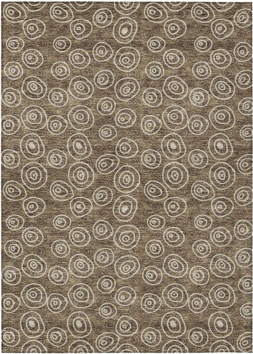 Brown Taupe And Beige Geometric Washable Indoor Outdoor Area Rug Photo 1
