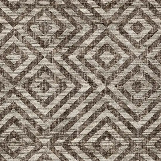 Brown Taupe And Beige Geometric Washable Indoor Outdoor Area Rug Photo 5