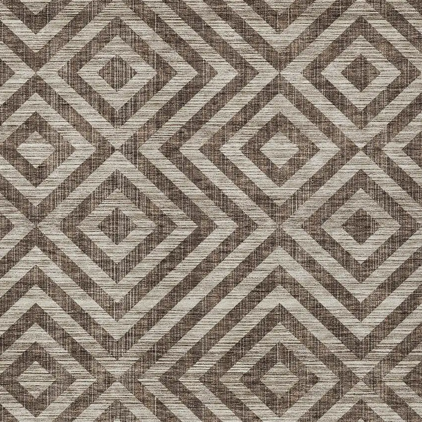 Brown Taupe And Beige Geometric Washable Indoor Outdoor Area Rug Photo 5