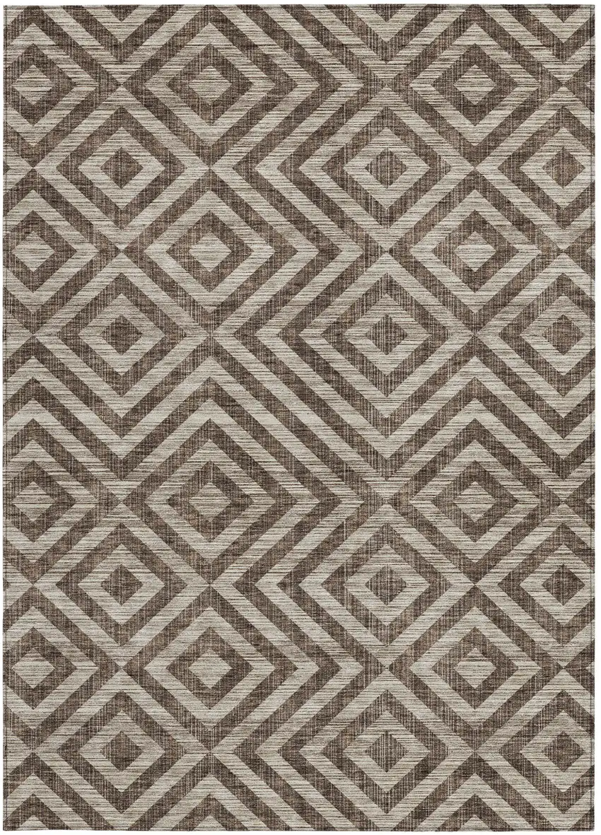 Brown Taupe And Beige Geometric Washable Indoor Outdoor Area Rug Photo 6
