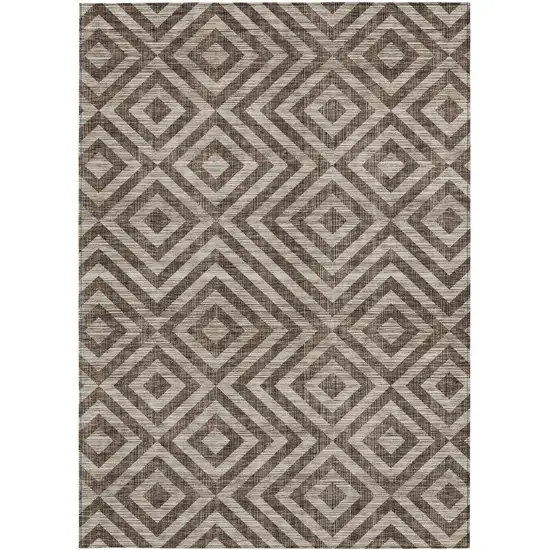 Brown Taupe And Beige Geometric Washable Indoor Outdoor Area Rug Photo 6