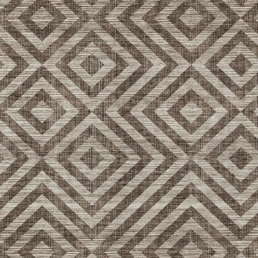 Brown Taupe And Beige Geometric Washable Indoor Outdoor Area Rug Photo 5