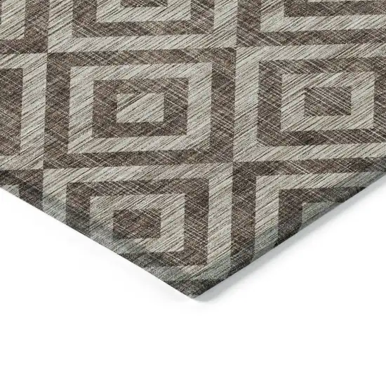 Brown Taupe And Beige Geometric Washable Indoor Outdoor Area Rug Photo 3