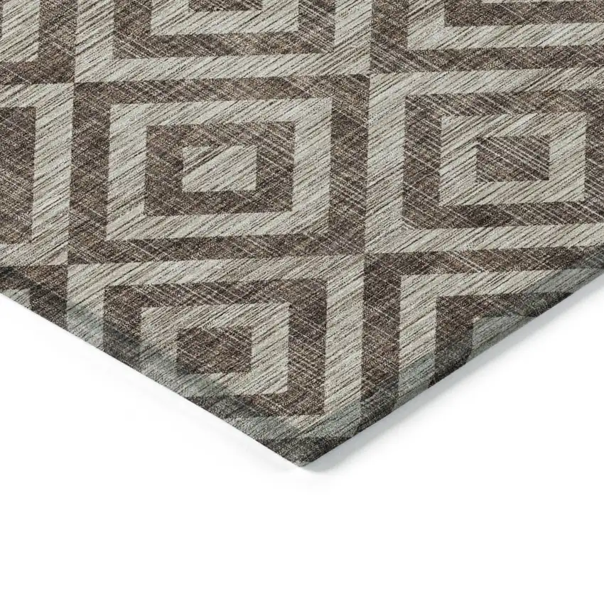 Brown Taupe And Beige Geometric Washable Indoor Outdoor Area Rug Photo 3