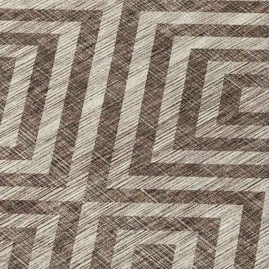 Brown Taupe And Beige Geometric Washable Indoor Outdoor Area Rug Photo 4