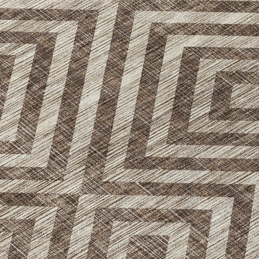 Brown Taupe And Beige Geometric Washable Indoor Outdoor Area Rug Photo 4