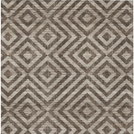 Brown Taupe And Beige Geometric Washable Indoor Outdoor Area Rug Photo 6