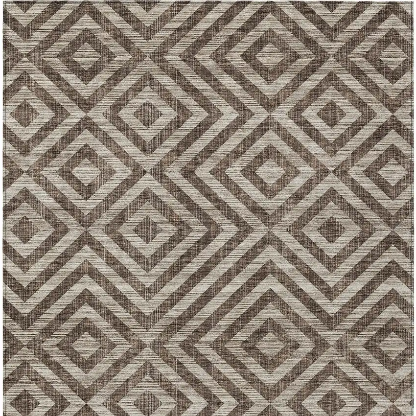 Brown Taupe And Beige Geometric Washable Indoor Outdoor Area Rug Photo 6