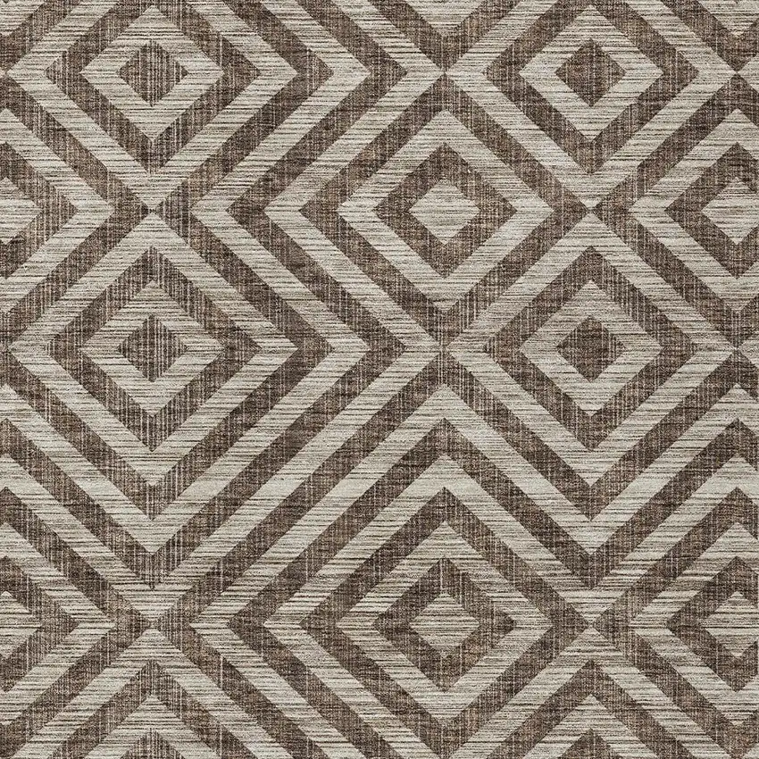 Brown Taupe And Beige Geometric Washable Indoor Outdoor Area Rug Photo 5