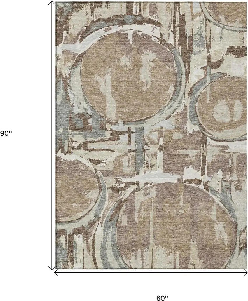 Brown Taupe And Beige Geometric Washable Indoor Outdoor Area Rug Photo 3