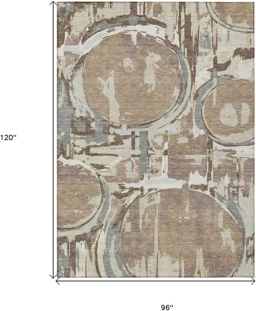 Brown Taupe And Beige Geometric Washable Indoor Outdoor Area Rug Photo 3