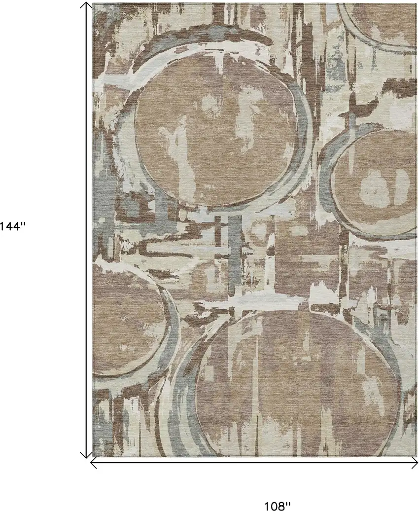 Brown Taupe And Beige Geometric Washable Indoor Outdoor Area Rug Photo 3