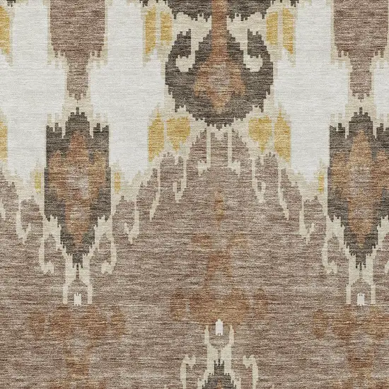 Brown Taupe And Beige Ikat Washable Indoor Outdoor Area Rug Photo 5