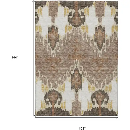Brown Taupe And Beige Ikat Washable Indoor Outdoor Area Rug Photo 3