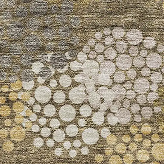 Brown Taupe And Beige Polka Dot Washable Area Rug With UV Protection Photo 3