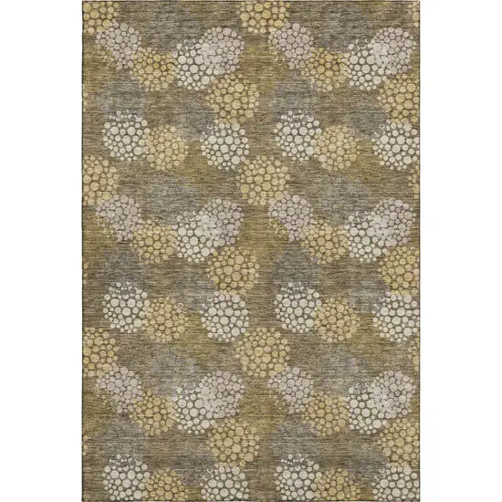 Brown Taupe And Beige Polka Dot Washable Area Rug With UV Protection Photo 1