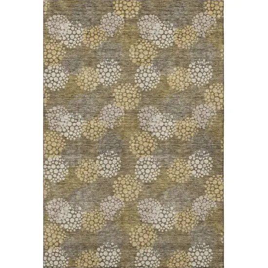 Brown Taupe And Beige Polka Dot Washable Area Rug With UV Protection Photo 3