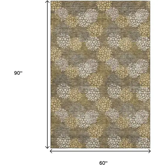 Brown Taupe And Beige Polka Dot Washable Area Rug With UV Protection Photo 3