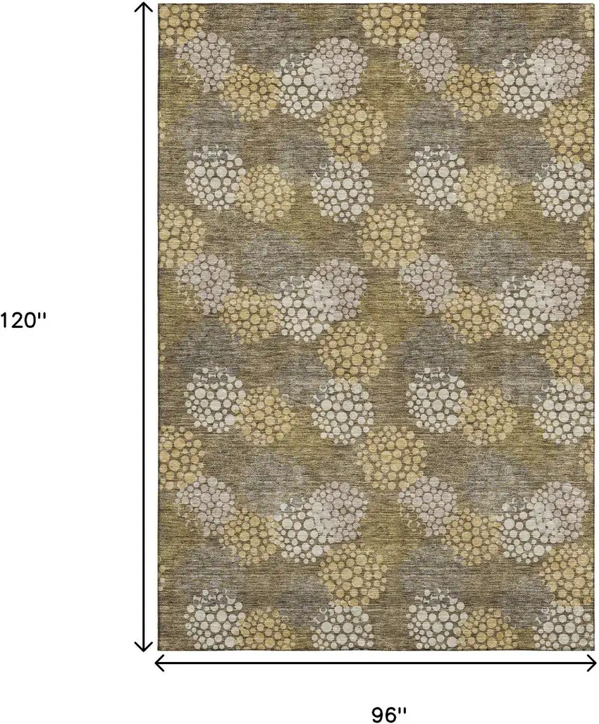 Brown Taupe And Beige Polka Dot Washable Area Rug With UV Protection Photo 3