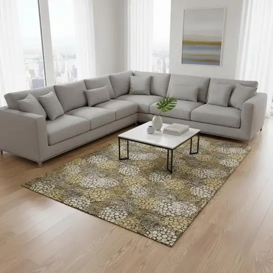 Brown Taupe And Beige Polka Dot Washable Area Rug With UV Protection Photo 2