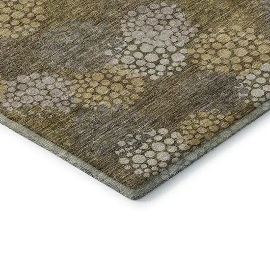 Brown Taupe And Beige Polka Dot Washable Area Rug With UV Protection Photo 8