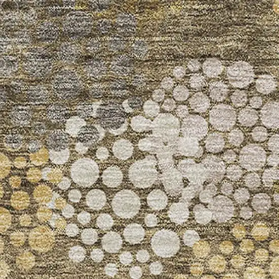 Brown Taupe And Beige Polka Dot Washable Area Rug With UV Protection Photo 3