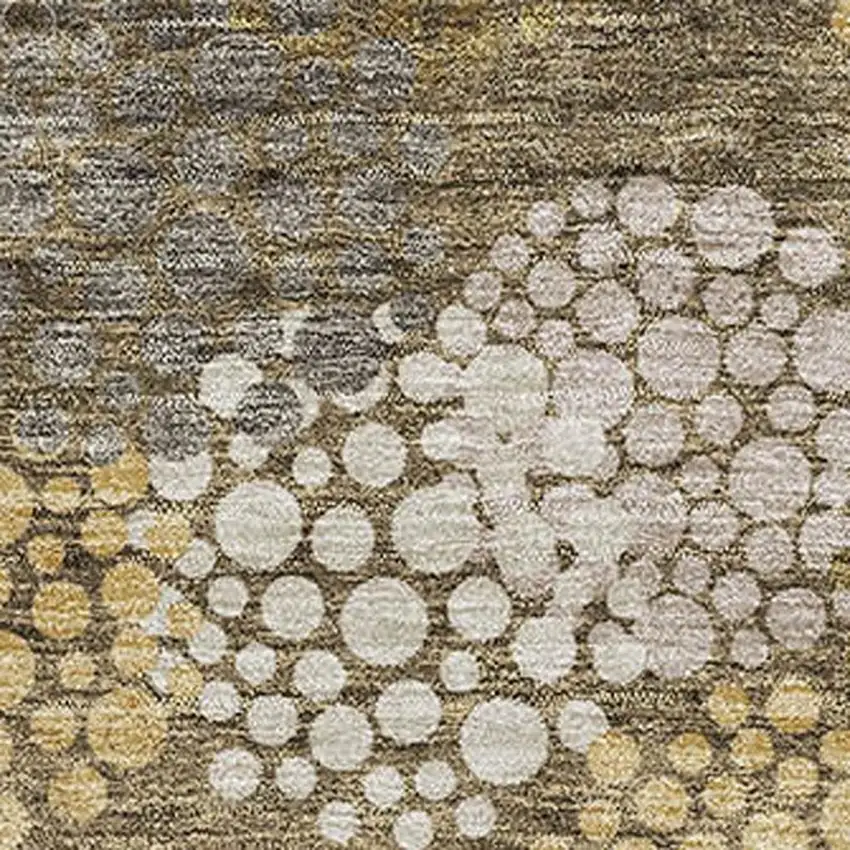 Brown Taupe And Beige Polka Dot Washable Area Rug With UV Protection Photo 3